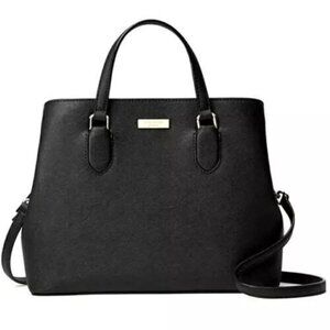 KATE SPADE-LAUREL WAY-EVANGELIE LEATHER SATCHEL/SHOULDER/XBODY-BLACK-NEW W/TAG